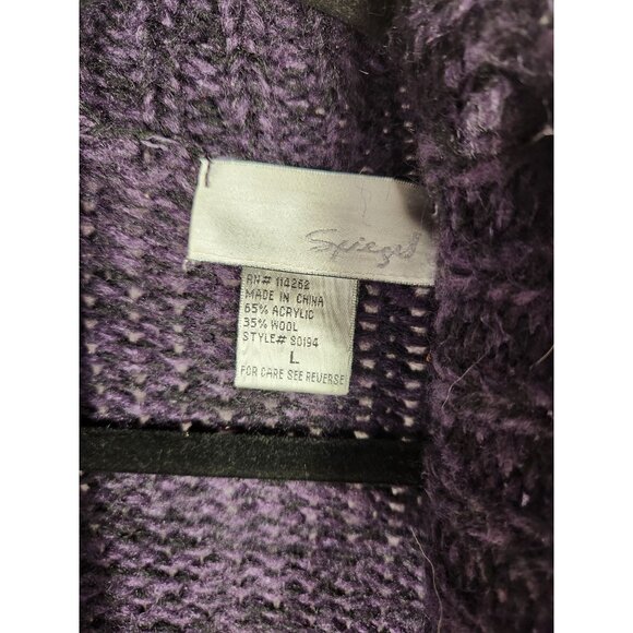 Vintage Spiegel Womens Sweater Coat Wool/Acrylic Purple Full Length Y2K Goth L - Picture 2 of 3